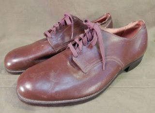 Wwii Era,  U.  S.  Army Officer’s Russet Brown Leather Low Quarter Uniform Shoes,  13