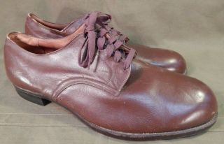WWII Era,  U.  S.  Army Officer’s Russet Brown Leather Low Quarter Uniform Shoes,  13 2
