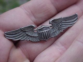 Wwii Usaaf 2 " Shirt Size Pilot Wings - Sterling Pinback / Amico Marked