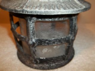 Vtg Tudor Black Metal Gothic Witches Hat Wall Sconce Porch Outdoor Light Fixture 8