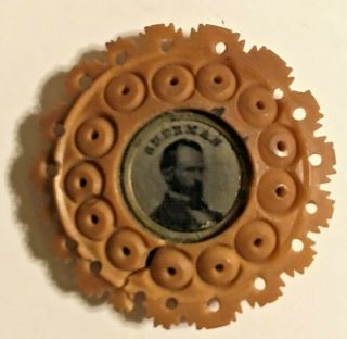 William Tecumseh Sherman Civil War Tintype / Ferrotype Coat Button?