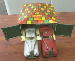 Vintage Marx Tin Litho Honeymoon Garage With 2 Cars