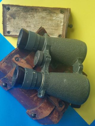 Antique Ww1 Binocular Carl Zeiss Jena Fernglas 08 Germany Military No.  2848