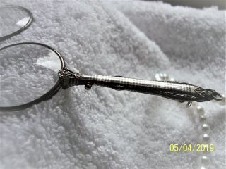 Antique 935 Sterling Silver Lorgnette Folding Magnifying - Opera Glasses - Rare