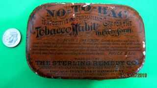Vintage Medicine Tin,  No - To - Bac Tobacco Habit Cure Impotent Men made strong. 2