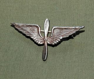 Us Army Air Service Ww1 Officer Sterling Silver Winged Propeller Collar Insignia