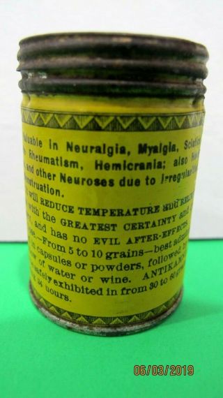 Vintage Medicine Tin,  Powdered Antikarmnia St Louis MO. 2