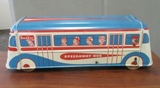 Early Vintage Wolverine Speedway Bus Tin Litho Mystery Motor Toy 14 "