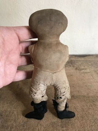 Best Small Early Antique Small Rag Doll Worn Tattered Pencil Face Aafa Handmade