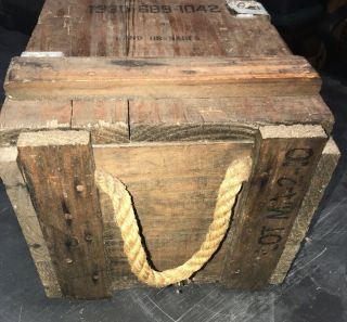 Vintage Wooden Hand Grenade Crate Case Box w/ Rope Handles 1380 - 689 - 1042 6