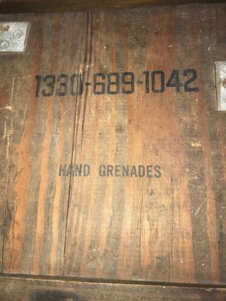 Vintage Wooden Hand Grenade Crate Case Box w/ Rope Handles 1380 - 689 - 1042 7