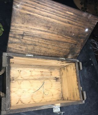 Vintage Wooden Hand Grenade Crate Case Box w/ Rope Handles 1380 - 689 - 1042 8