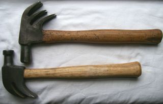 Very Rare Antique Double & Triple Claw Hammers Vintage Tools Odd Strange Unique