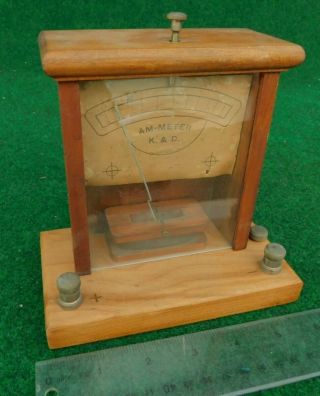 Antique K & D Am - Meter Amp Meter In Wood Case C.  1900 Electrical Device