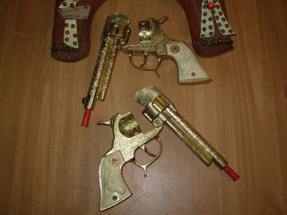 1950 ' s Hubley Texan Jr.  Texas Lone Ranger Toy Cap Gun w/ Holsters & Belt 2