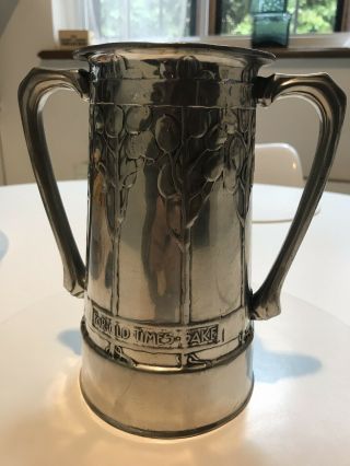 Magnificent Early Liberty & Co Tudric Art Nouveau Pewter Loving Cup 010