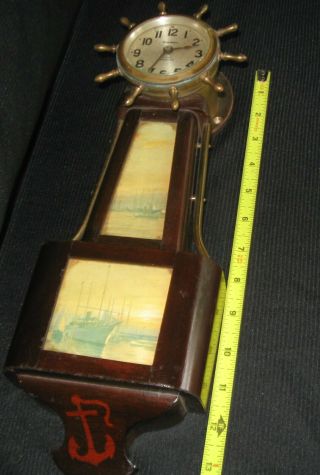 Rare Waterbury Banjo Clock With Nautical Trim - Not
