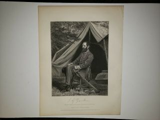 Stonewall Jackson 1865 Civil War Painting Print By Thomas Nast Very Rare