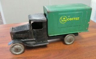 Vintage Metal Craft Pressed Steel C.  W.  Brand Coffee Truck