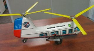 VINTAGE MARX TIN LITHO WIND UP NASA MOON SCOUT HELICOPTER 5