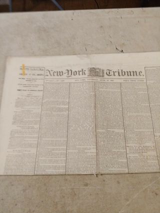 York Tribune Civil War Era Newspaper April 29,  1865