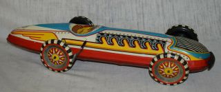 Vintage Marx Tin Windup Racer Race Car - 16 1/2 " Long -