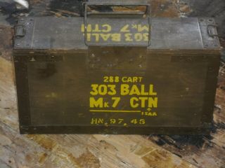 British Wwii 303 Combat Bullet Ammunition Ammo Box Dated 45 1945