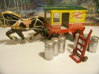 Marx Tin Toy Town Dairy Horse Milk Wagon== Reduced==