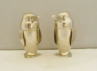Art Deco Novelty Silver Plated Penguin Salt & Pepper Pots James Deakin & Sons