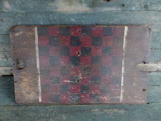 Antique Primitive 19th C Wood Checker Game Board With Heart Cut Out Aafa