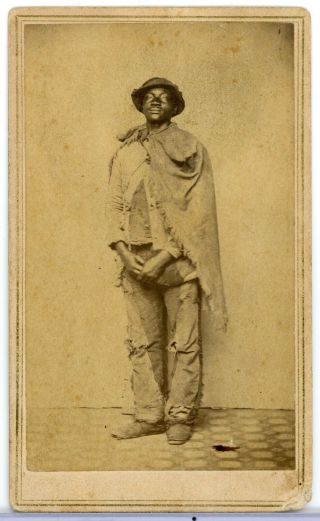 Rare Cdv Civil War African American Contraband & Horace James Officer 25th Ma
