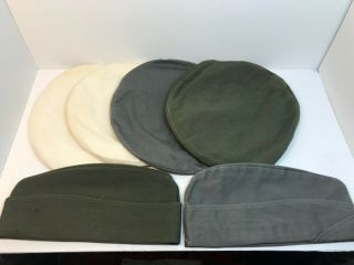 5 Wwii U.  S.  N Officer Hat Covers & 2 Garrison Caps