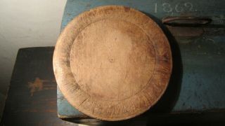 Very Rare Antique Wooden Plate - Upside/downside Use - 18th C.  Folk Art Sweden
