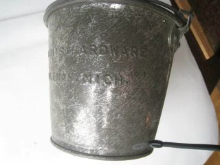 ANTIQUE VTG TIN METAL ADVERTISING PAIL with handle SMITH ' S HARDWARE COLEMAN MICH 10