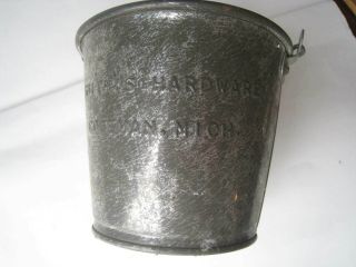 ANTIQUE VTG TIN METAL ADVERTISING PAIL with handle SMITH ' S HARDWARE COLEMAN MICH 2