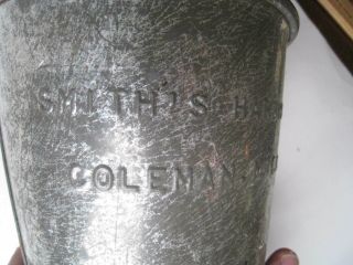ANTIQUE VTG TIN METAL ADVERTISING PAIL with handle SMITH ' S HARDWARE COLEMAN MICH 3