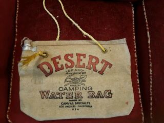 Vtg Desert Camping Water Bag Old Stock Flax Duck Scotland Los Angeles,  Ca
