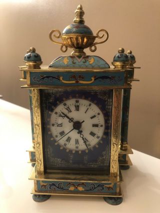 Chinese Enamel & Brass Clock