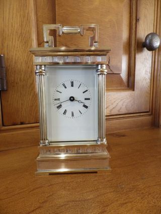 L Epee French Carriage Clock Mega Rare Heavy Case Silvered & Brass Serviced