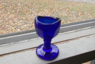 Antique 100 Yr Old Cobalt Blue Glass Medical Eye Wash Cup Dated 1917