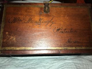 19th Century Solid Mahogany Document Safe Box Antique Waterloo Iowa Mattingly