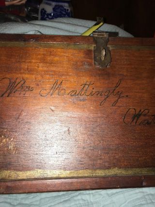19th Century SOLID Mahogany DOCUMENT SAFE Box Antique WATERLOO IOWA MATTINGLY 2