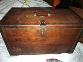 19th Century SOLID Mahogany DOCUMENT SAFE Box Antique WATERLOO IOWA MATTINGLY 3
