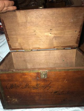 19th Century SOLID Mahogany DOCUMENT SAFE Box Antique WATERLOO IOWA MATTINGLY 6