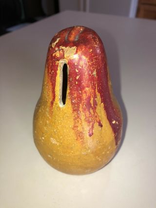 Primitive Pottery Pear Old Fruit Bank Red Ware Yellow Ware Stone Ware