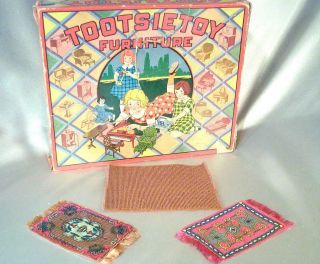 Vintage 1940 ' s Tootsie Toy Living Room Dollhouse Miniature Set Complete 2