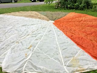 28 ' Diameter Orange/White/Tan/Green Circular C - 9 Parachute Canopy USAF 1968 5