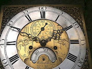 C1760 8 day LONGCASE GRANDFATHER CLOCK DIAL,  movement 12X 12 ' Thos.  Williams H. 2