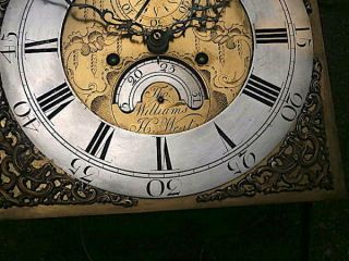 C1760 8 day LONGCASE GRANDFATHER CLOCK DIAL,  movement 12X 12 ' Thos.  Williams H. 3