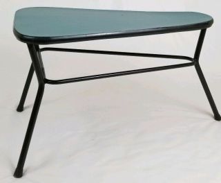 Mid - Century Triangle Guitar Pick Coffee Table Teal Painted Top